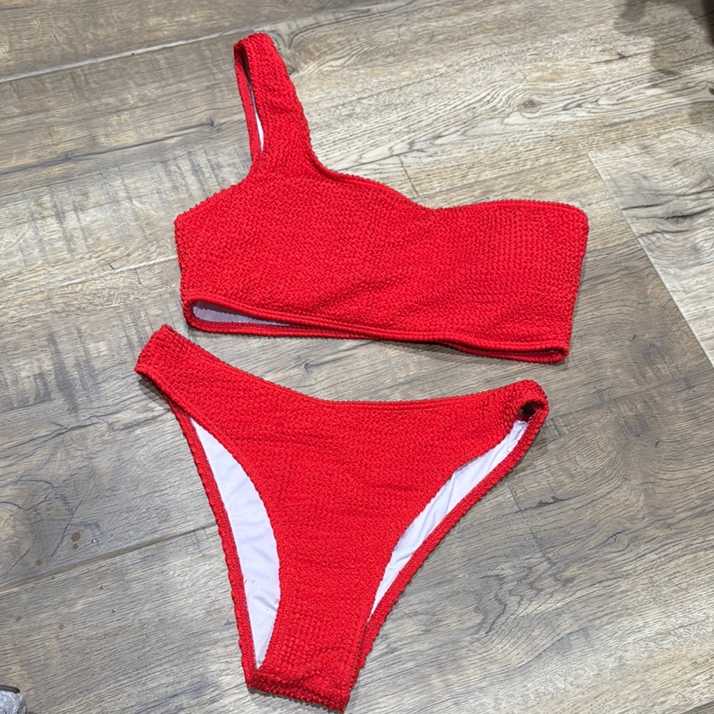 Red One-Shoulder Bikini Set
